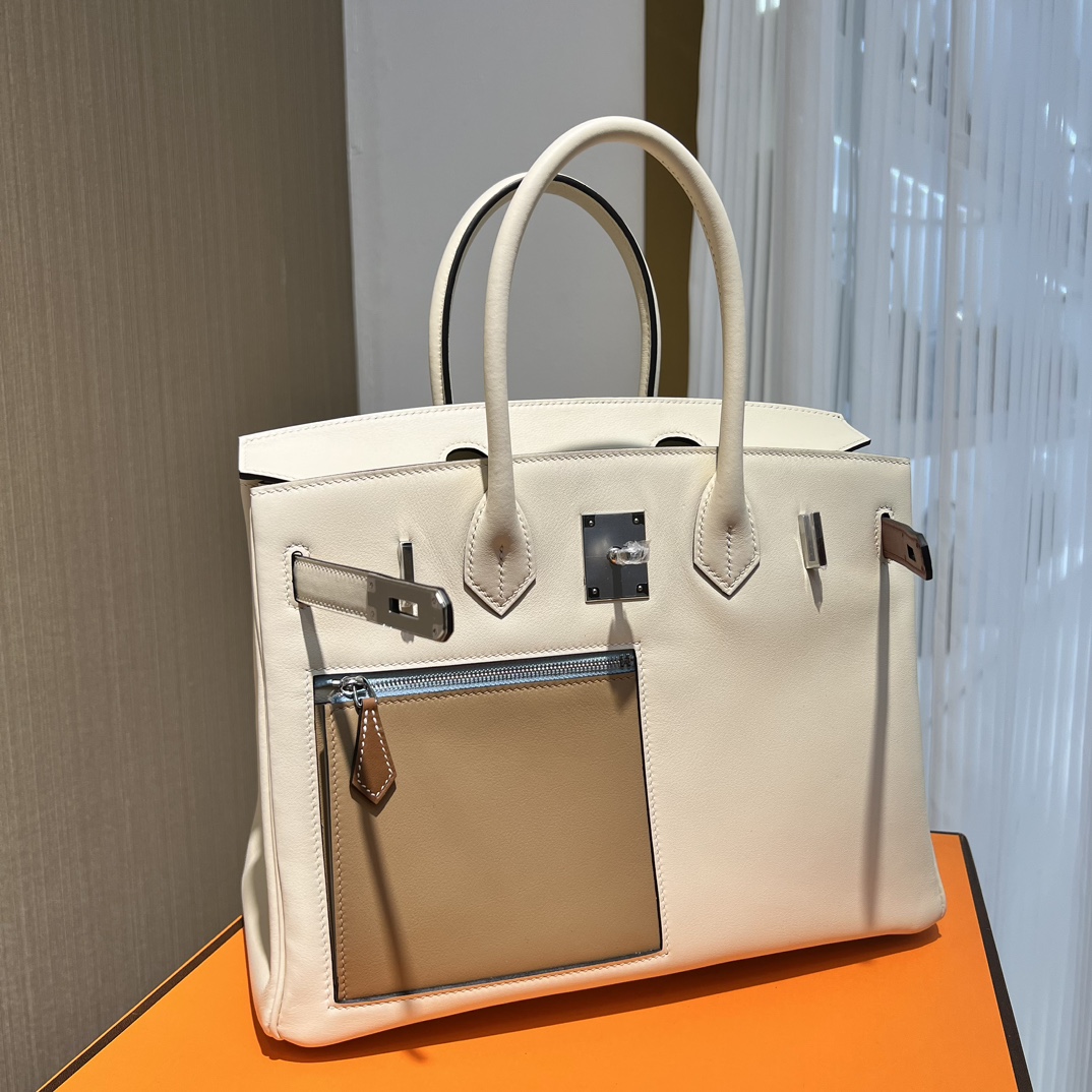 Hermes Birkin 30CM Swift Leather Handbag White 